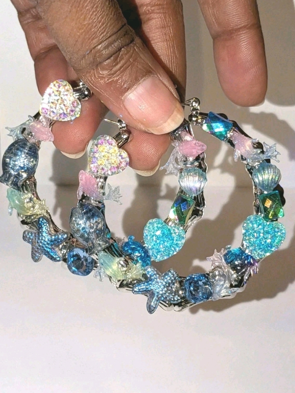 Sea Treasures-Hand Crafted Large Hoop Earrings